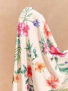 Zivah 2026春季新款音乐节印花不对称领长袖连衣裙 - 杏色 - 查看 8