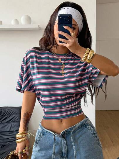 Coolane Magliette corte arricciata bianche larghe, minimaliste, di stile Y2K, per uso quotidiano, casual, adatte per il ritorno a scuola, streetwear, con tessuto elasticizzato