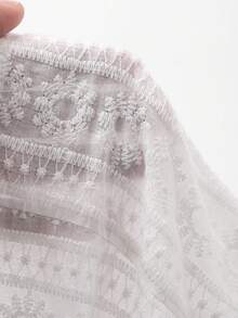 DAZY Bohemian Style Embroidered Jacquard Fabric Women Pajama Set - White - View 10