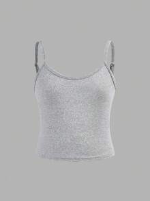 SHEIN Girlism Tween Girl Casual Sports Minimalist Basic Knit Solid Color Fitted Cropped Camisole Tank Top 4pcs Set Tween Girl - Navy Blue - View 13