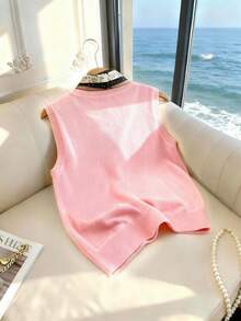 GlowEve 优雅设计女士围巾领带针织背心 - 珊瑚粉 - 查看 2