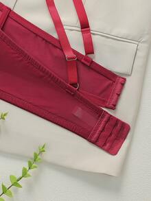 DesireSculpt 1pc Plus Size Mesh Embroidered Underwire Bra - Burgundy - View 5