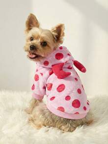 PETSIN 1件装怪物角色扮演粉色波点抓绒连帽衫，带宠物收纳袋 - 彩色 - 查看 6