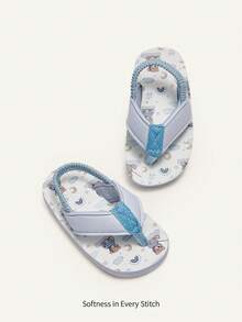 Cozy Pixies Summer Fashionable Versatile Beach Vacation Seaside Fun And Cute Pattern Flip-Flops With Baby Slippers, Light, Can Be Worn Indoors And Outdoors. - Blue - View 2