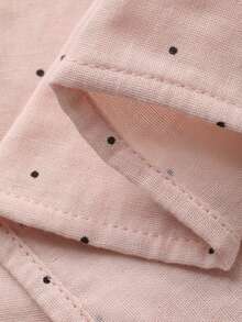 DAZY 女士可爱波点印花系领娃娃衫睡衣套装 - 粉色 - 查看 8