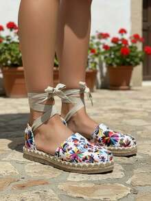 Espadrilles With Ankle Straps - 彩色 - 查看 3