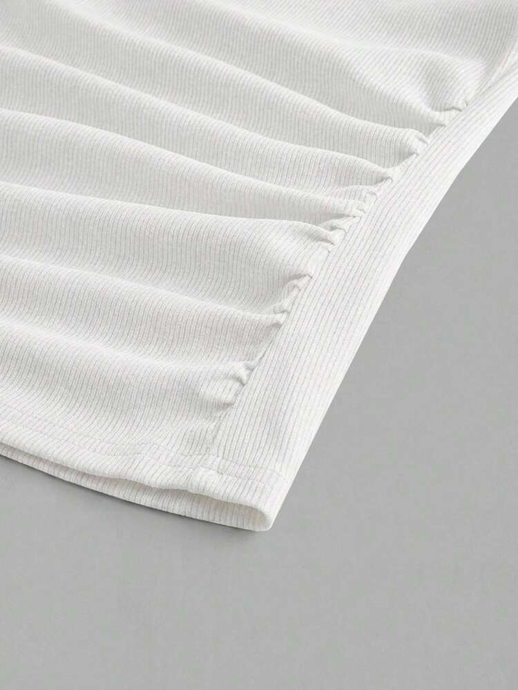 Slaydiva 3pcs/Pack Black + White Casual Basic Racerback Sleeveless Deep V-Neck Ribbed Tank Tops For Women - Multicolor - View 6