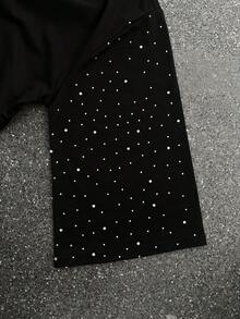ROMWE MEN Men's Sparkling Diamond Spider Graphic 3/4 Sleeve T-Shirt - Black - View 5