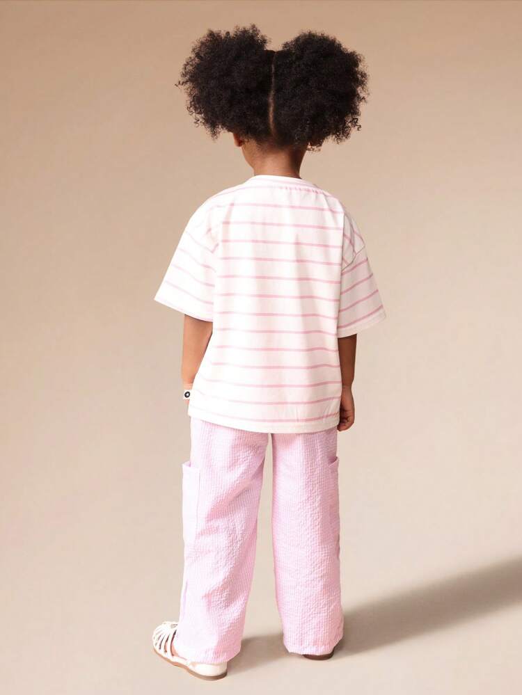 Striped Cherry Print Tee And Pants Set