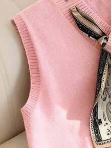 GlowEve 优雅设计女士围巾领带针织背心 - 珊瑚粉 - 查看 5