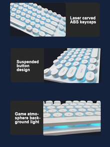 Teckwe Retro-Punk Circular Keycap Mechanical Keyboard High-End Desktop Ornament Dual-Purpose Wired Keyboard For Office And Gaming - Multicolor - View 3