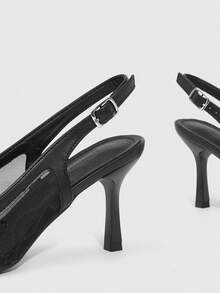 CUCCOO SZL Women's Pointed Toe Buckle Design Everyday Versatile Fashion High Heels - Black - View 5