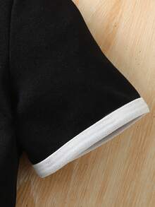 LMoss Kids 女婴圆领仿珍珠单排扣短袖T恤搭配松紧腰阔腿裤，休闲日常穿搭 - 彩色 - 查看 6