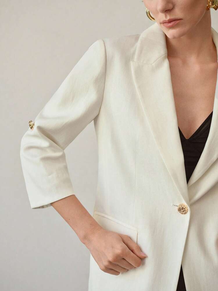 ELEGANT LINEN LOOSE FIT BLAZER, SPRING/SUMMER