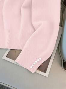 GlowEve CURVE Plus Size Elegant Pearl Embellished Crew Neck Long Sleeve Sweater - Pink - View 5