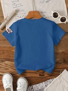 LOONEY TUNES X SHEIN 男童字母卡通图案圆领短袖T恤 - 白色 - 查看 2