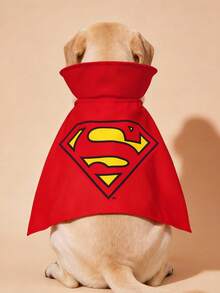 SUPERMAN X SHEIN 1 buah Hiasan Jubah Hewan Peliharaan Berlogo, Kerah, Cocok untuk Anjing, Cocok untuk Kucing - Merah - View 4