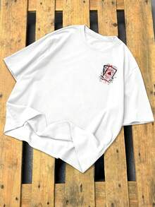 Manfinity LEGND 男士字母扑克牌印花圆领短袖T恤 - 白色 - 查看 2