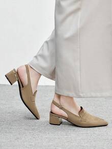 CUCCOO BIZCHIC Women's Backstrap Mule Slip-On Shoes, Buckle Design, Commuting High Heels - Camel - View 4