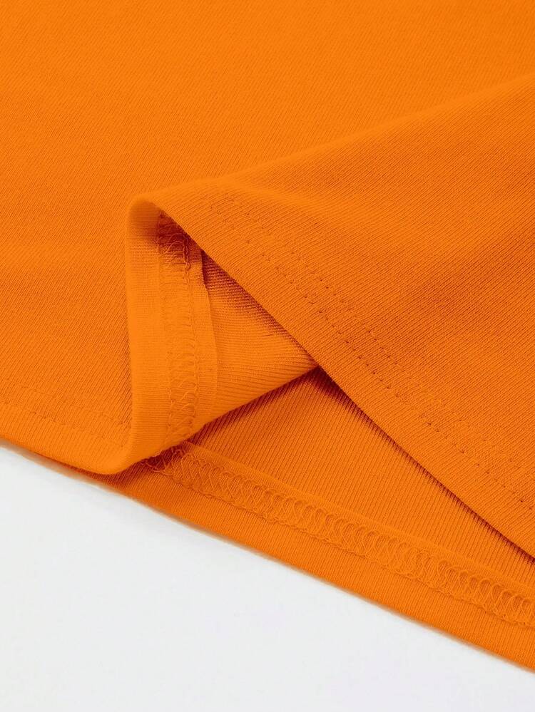 INAWLY Women's Solid Color Fitted Crew Neck T-Shirt, Orange - Orange - View 6