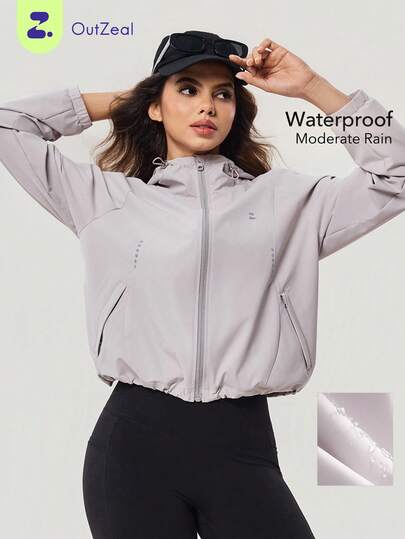 OutZeal Women Outdoor Jacket Daily Casual Water-Resistant Back Vent Design Reflective Strip Outdoor Tops