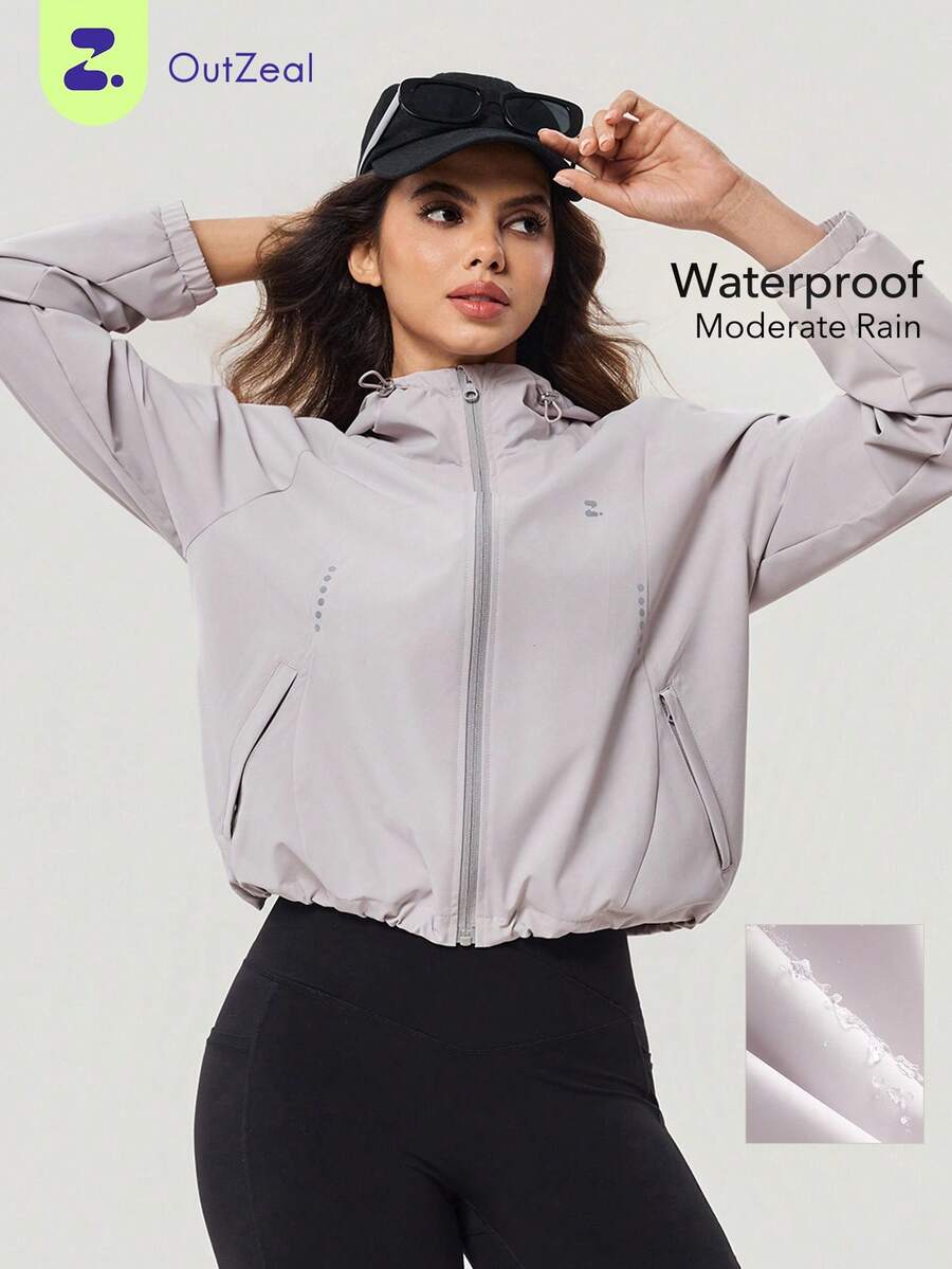 OutZeal Women Outdoor Jacket Daily Casual Water-Resistant Back Vent Design Reflective Strip Outdoor Tops - Grey - View 1