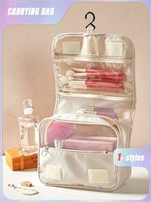 SHEIN 1PC Multi-Functional Hanging Makeup Bag, Storage Bag, Large Capacity, Convenient To Carry Christmas For Holiday Gift Giving,Boho Vibes - Beige - View 1