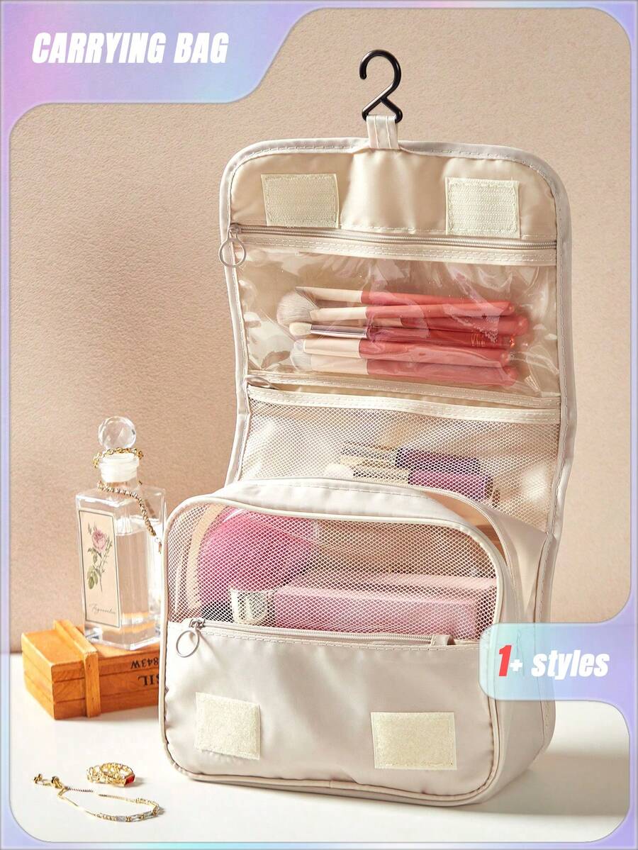 SHEIN 1PC Multi-Functional Hanging Makeup Bag, Storage Bag, Large Capacity, Convenient To Carry Christmas For Holiday Gift Giving,Boho Vibes - Beige - View 1