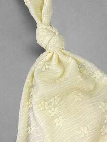 Sweetra Romantic Knitted Lace Twist Tie Layered Ruffle Hem Cropped Dress For Women, Sweet Style, Spring/Summer - Yellow - View 3