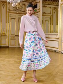 LOTSLUV Women's Floral Print Casual Versatile Vacation Skirt - Multicolor - View 4