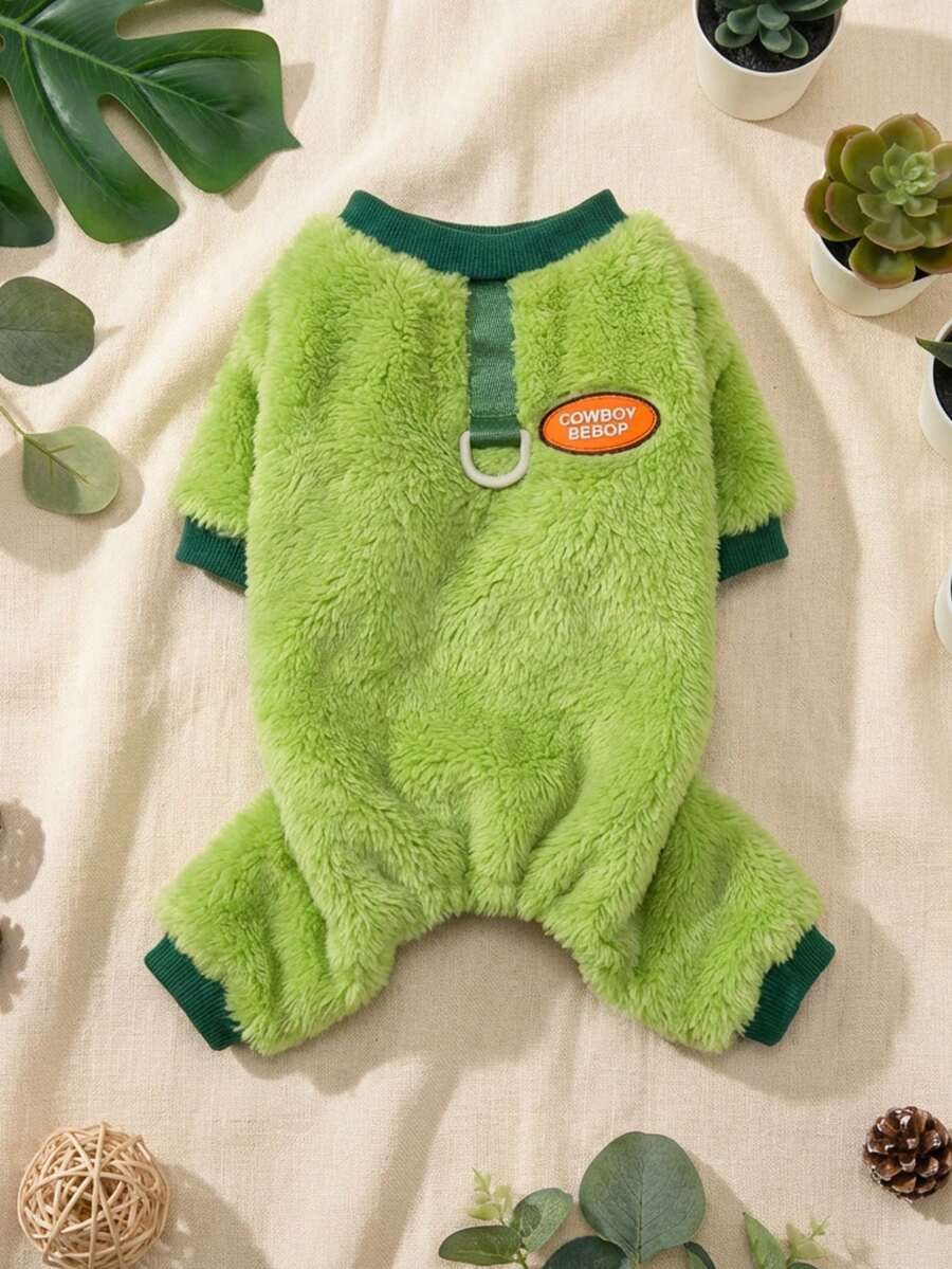 PETSIN 秋冬季宠物服装,四脚抓绒服装,小型动物服装,休闲连体衣,厚棉服装,防风保暖抓绒服装,猫咪配饰,猫咪服装,狗狗鞋子,室内猫咪配饰,猫咪用品,圣诞宠物用品和服装 - 綠色 - 查看 1