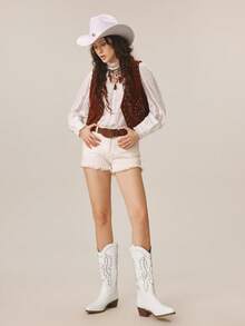 Styleloop Giày bốt nữ kiểu miền Tây thêu họa tiết mới, bốt đế cao thêu cá tính, phong cách Bohemian, retro Mỹ, phù hợp cho các lễ hội âm nhạc miền Tây, tiệc tùng, Giáng sinh, Halloween và các dịp khác, cũng như trang phục dự lễ hội âm nhạc Coachella. - Màu trắng 3 - Xem 2