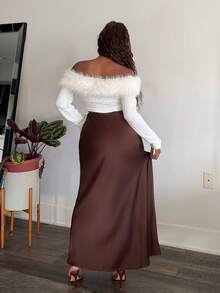 Tyla Gomez Váy Maxi chất liệu satin co giãn Se-Hore Fashion dành cho nữ, phù hợp với mọi mùa - Cà phê nâu - Xem 3