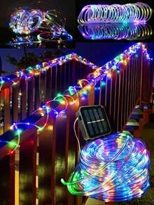 1 Đèn ống năng lượng mặt trời ngoài trời - 300/200/100/50 hạt LED, kèm tấm pin năng lượng mặt trời, 8 chế độ chiếu sáng, chống nước IPX4, thích hợp cho hồ bơi, đám cưới, Giáng sinh, sân vườn, trang trí lối đi, Halloween, trang trí ngày lễ và chiếu sáng tạo không khí, trang trí sân vườn, đèn LED dây, hoàn hảo cho hiên nhà, vườn, hàng rào, cây cối, bạt nhún, đám cưới, tiệc sinh nhật, trang trí Giáng sinh, đáp ứng 11 nhu cầu trang trí ngày lễ. - Nhiều màu - Xem 3