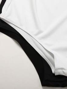 SHEIN 2件套少女黑白纯色休闲百搭修身连体裤 - 黑與白 - 查看 3