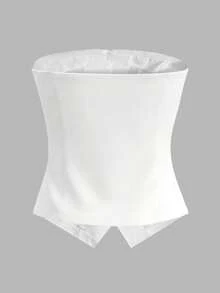 Franclia Women's Elegant Floral Button Decor Camisole Top, Summer - White - View 2