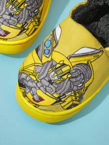 Transformers X SHEIN Cute Cartoon  Yellow Boys Children's Non-Slip Indoor Slippers Toddlers & Kids Soft Plush Warm Winter House Shoes, Lightweight And Durable EVA Sole,Home Bedroom Air-Conditioned Room Spring, Autumn And Winter,Gift Ideas - 黃色 - 查看 3