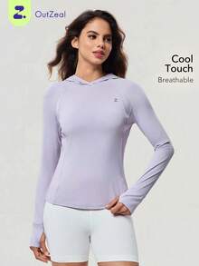 OutZeal 女士户外连帽衫 徒步露营 凉爽触感 带拇指孔 - 淡紫色 - 查看 9