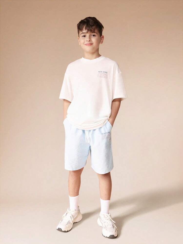 Crew Neck Tee With Matching Shorts Set