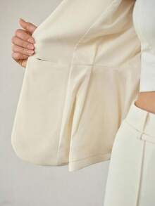 MOTF PREMIUM ELEGANT EMBROIDERED WAIST FLARED BLAZER, SPRING/SUMMER - Apricot - View 8