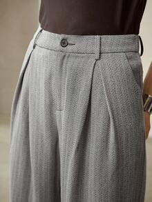 MOTF PREMIUM 女士优雅时尚褶裥裤 - 黑與白 - 查看 2