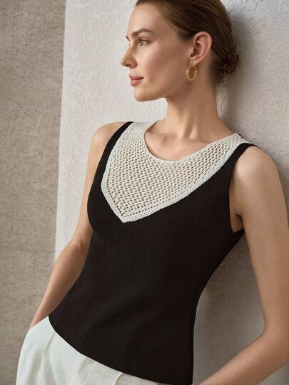 MOTF PREMIUM COLORBLOCK SLEEVELESS KNIT TOP