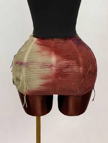 Mistrie Women's Tie-Dye Print Bodycon Sexy Fashionable Mini Skirt - Multicolor - View 2