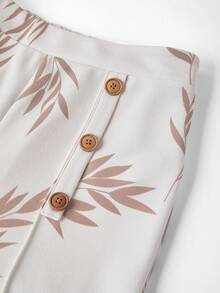 Ellevyn 女士树叶印花吊带上衣和裤子两件套，夏季度假 - 彩色 - 查看 5