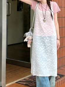 K-Vae Women's Summer New Chiffon Embroidered Semi-Sheer Loose Cover Up Overlay Midi Dress - White - View 3