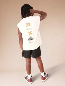 SUMWON 青少年男童大联盟背心短裤套装，印有数字和X形图案，夏季休闲装 - 彩色 - 查看 1