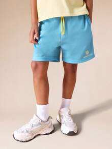 SUMWON Kids Ombre Gradient Polo Shirt And Shorts Casual Set With Logo Print Summer Vacation Outfit - Green - View 4