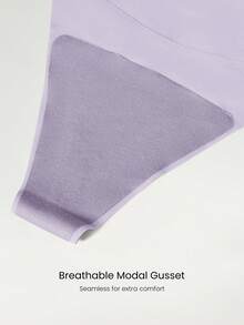 GLOWMODE 2条装轻薄透气吸汗低腰无痕隐形丁字裤日常运动内裤 - 淡紫色 - 查看 5