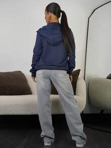 SAYEHFBABY Retro American Style Fitted Zip Up Hoodie Jacket For Women,Graduation,Teacher,Back To School Pullover Fall - Navy Blue - View 2