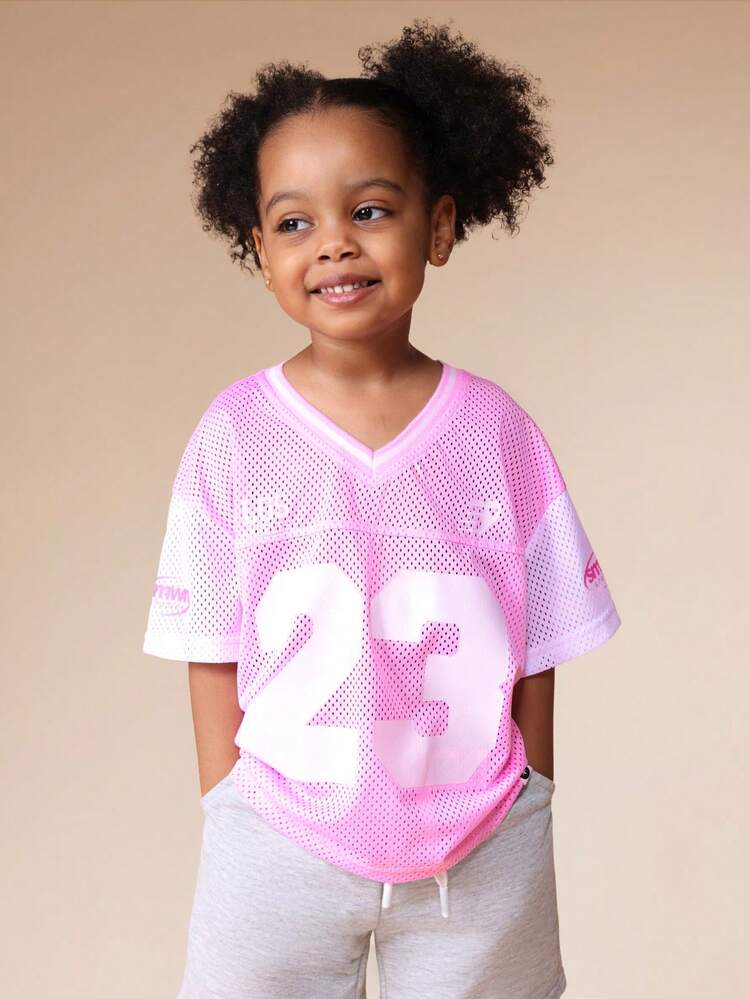 Oversized Mesh Jersey With Number Print